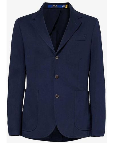 Polo Ralph Lauren Aviator Vy Single-breasted Brand-tag Woven Blazer - Blue