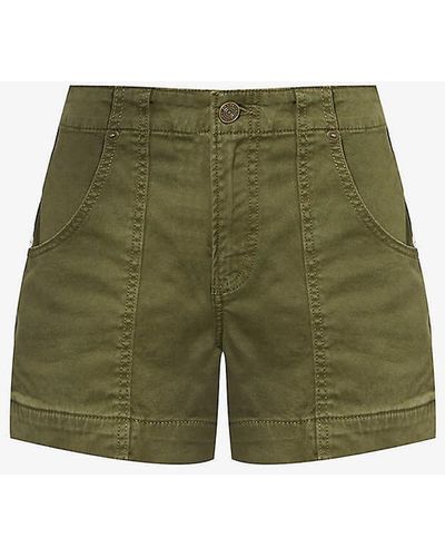 FRAME Patch-pocket Stretch-denim Shorts - Green