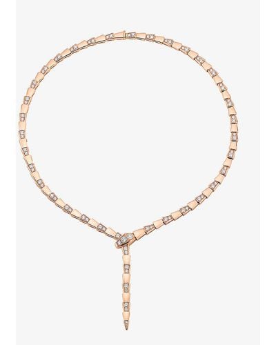 BVLGARI Serpenti Coiled-snake 18ct Rose-gold And 4.5ct Diamond Necklace - Natural