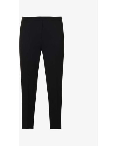 Theory Treeca Relaxed-fit Straight-leg High-rise Woven Trousers - Black