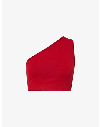 Rick Owens Cardil Red One-shoulder Slim-fit Stretch-woven Top
