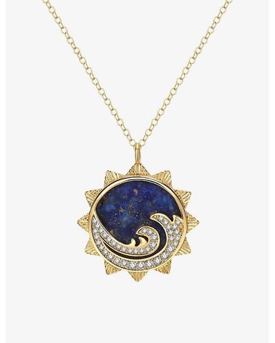Celeste Starre Perfect Wave 18ct -plated Brass And Zirconia Pendant Necklace - Blue