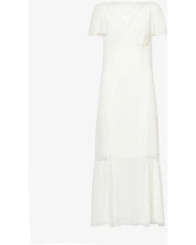 Reformation Domini Puffed-shoulder Crepe Maxi Dress - White