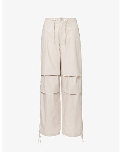 Obey Mina Wide-leg Relaxed-fit Cotton-blend Pants - Natural
