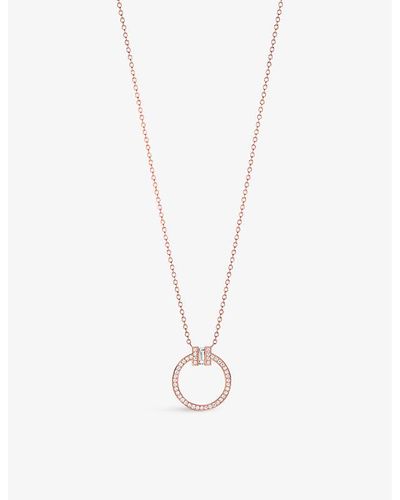Tiffany & Co. Tiffany T 18ct Rose-gold And 0.08ct Diamond Pendant Necklace - White