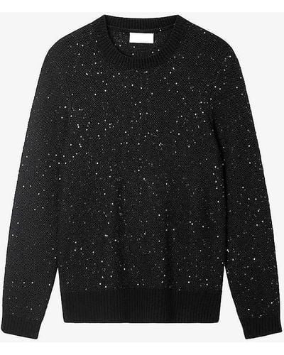The White Company Sequin-embellished Organic Cotton-blend Jumper - Black