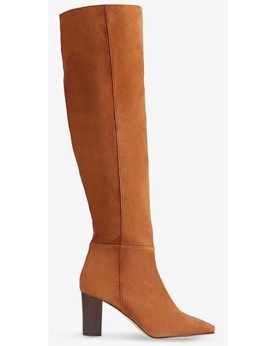 LK Bennett Courtney Suede Heeled Over-the-knee Boots - Brown