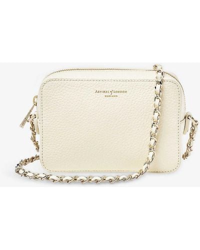 Aspinal of London Milly Logo-print Grained-leather Cross-body Bag - Natural