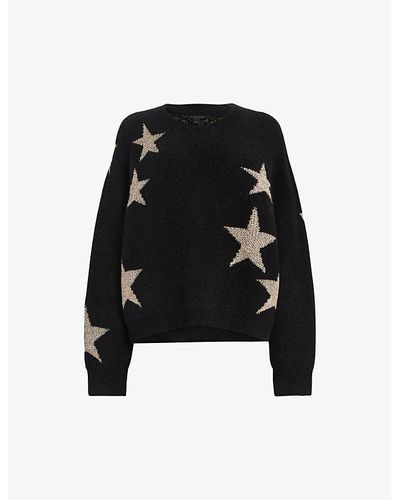 AllSaints Star-detail Knitted Sweater - Black