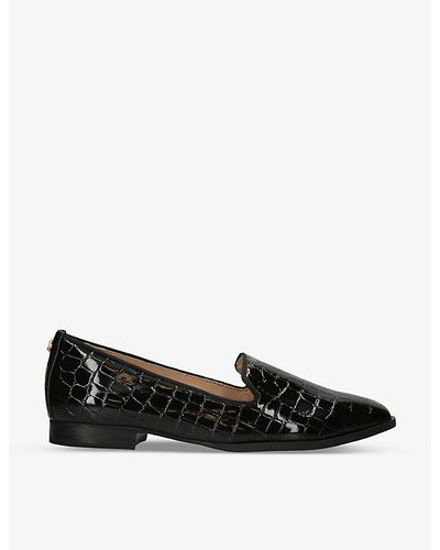 Carvela Kurt Geiger Legend Croc-embossed Faux-leather Flat Court Shoes - Black