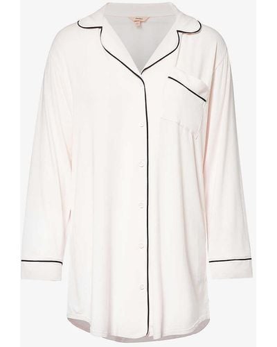 Eberjey Gisele V-neck Stretch-woven Jersey Sleepshirt - White