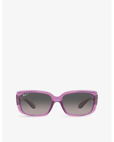 Ray-Ban Rb4389 Rectangular-shape Transparent-propionate Sunglasses - Purple