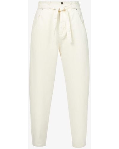Benetton Tapered High-rise Cotton-twill Pants - White