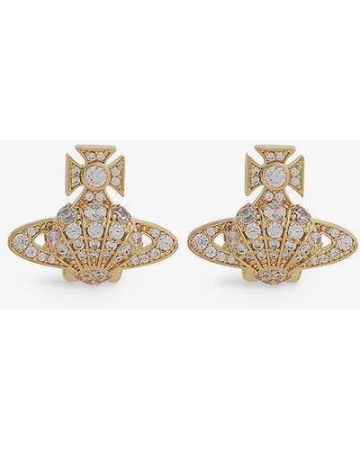 Vivienne Westwood Natalina Brass And Cubic Zirconia Earrings - Natural