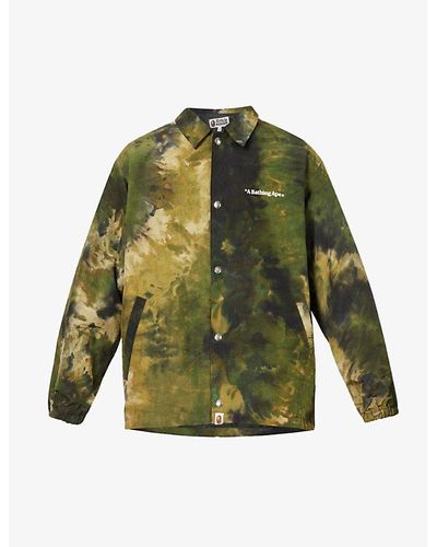 A Bathing Ape Abstract-patterned Brand-print Boxy-fit Shell Coach Jacket - Green