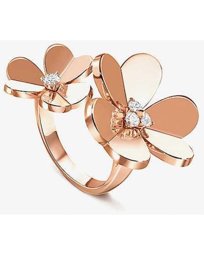 Van Cleef & Arpels Frivole Between The Finger 18ct Rose-gold And 0.24ct Diamond Ring - White