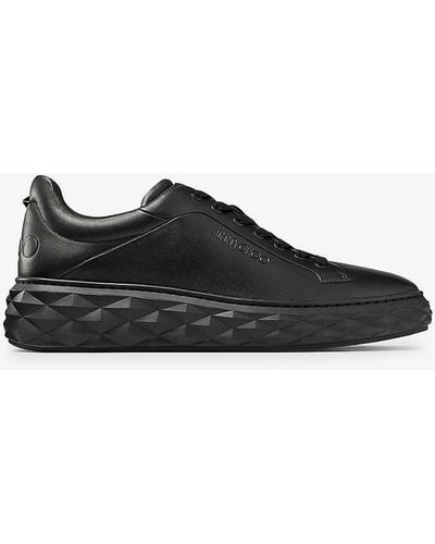 Jimmy Choo Diamond Maxi Logo-embossed Leather Low-top Trainers - Black