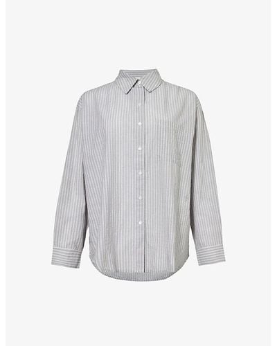 Skin Serena Striped Organic-cotton Shirt - Gray