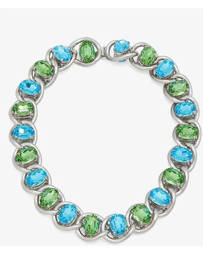 Marni Gemstone-embellished Gold-toned Metal Necklace - Blue