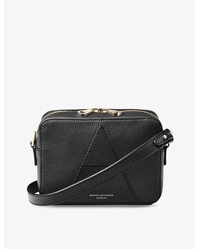 Aspinal of London Camera 'a' Leather Cross-body Bag - Black
