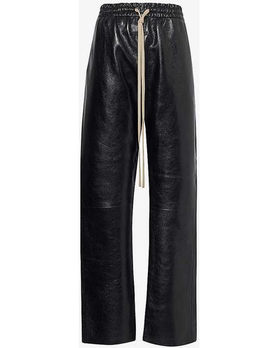 Fear Of God Forum Brand-patch Straight-leg Leather Trousers - Black