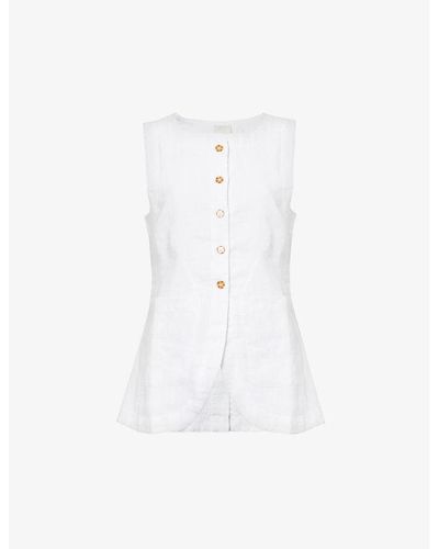 Posse Emma Round-neck Linen Waistcoat - White
