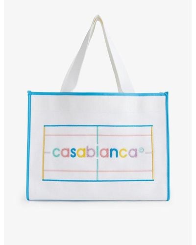 Casablanca Logo-appliqué Knitted Tote Bag - Blue