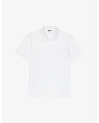 Sandro Flower-embroidered Relaxed-fit Cotton Polo X - White