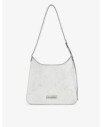 Acne Studios Platt Crackle Leather Shoulder Bag - White