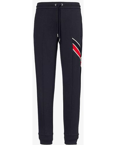 Moncler Vy Logo-embroidered Relaxed-fit Cotton-blend jogging Bottoms - Blue