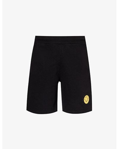Market Smiley-appliqué Mid-rise Cotton-jersey Shorts - Black