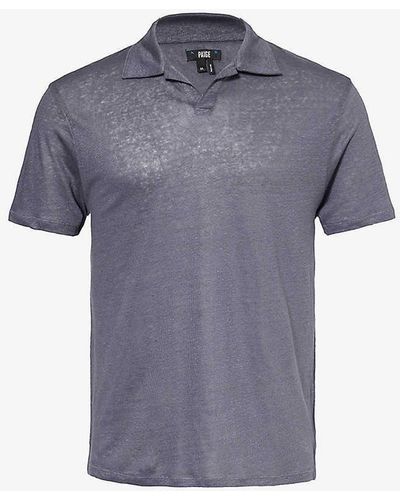 PAIGE Shelton Relaxed-fit Linen Polo Shirt - Blue