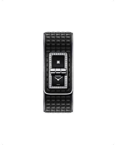 Chanel H6208 Code Coco Steel, Leather And 0.58ct Brilliant-cut Diamond Watch - Black