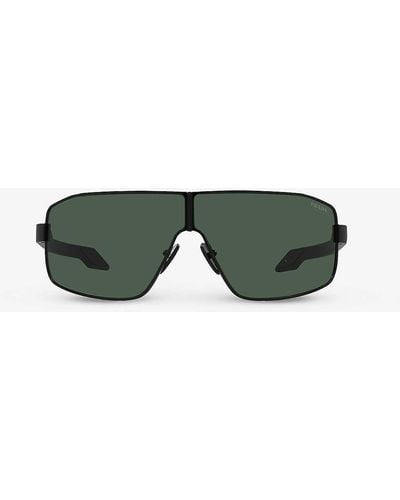 Prada Linea Rossa Ps 54ys Shield-frame Metal Sunglasses - Green