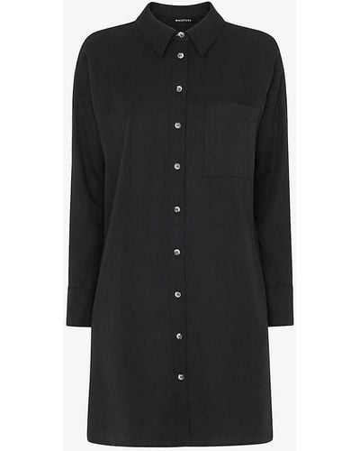 Whistles Helena Button-through Woven Mini Dress - Black