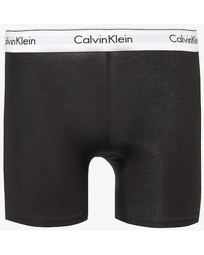 Calvin Klein Logo-waistband Stretch-cotton Blend Boxer Briefs - Black