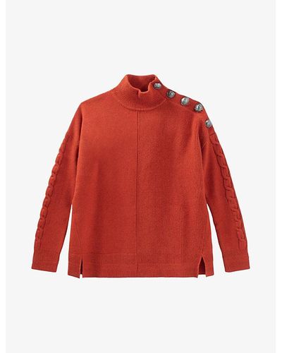 IKKS Ribbed Button-embellished Wool Sweater X - Red