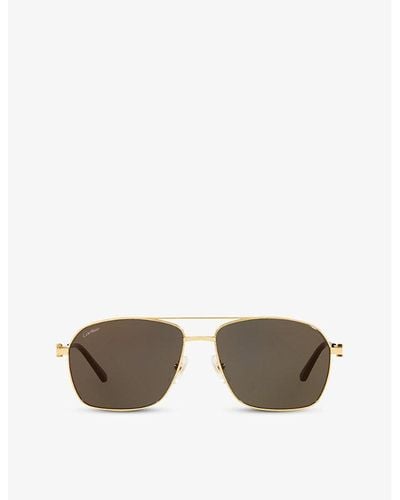 Cartier Ct0306s Aviator-frame Metal Sunglasses - Metallic