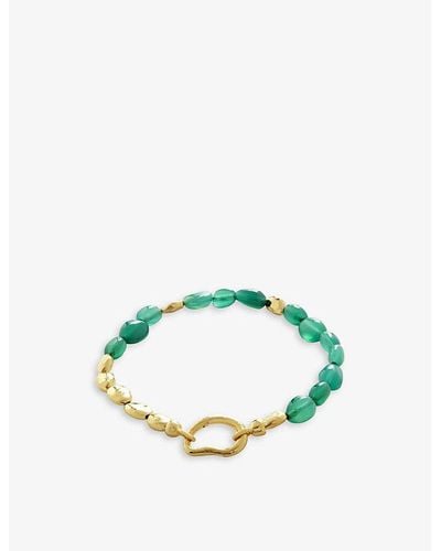 Monica Vinader Rio 18ct Yellow -plated Vermeil Recycled Sterling Silver And Green Onyx Beaded Bracelet