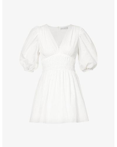 Faithfull The Brand Valledoria V-neck Cotton Mini Dress - White