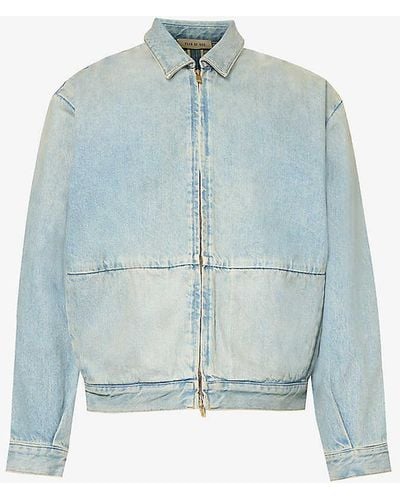 Fear Of God Brand-patch Relaxed-fit Denim Jacket - Blue