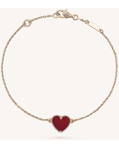 Van Cleef & Arpels Pink Gold Sweet Alhambra And Carnelian Heart Bracelet - Metallic