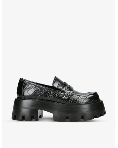 Steve Madden Madlove Croc-embossed Faux-leather Loafers - Black