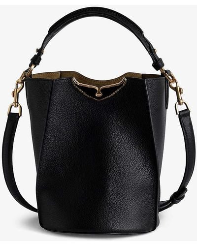 Zadig & Voltaire Borderline Leather Bucket Bag - Black