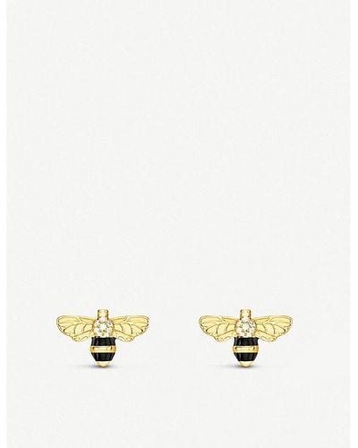 Thomas Sabo Bee 18ct Yellow Gold-plated And Zirconia Earrings - Metallic