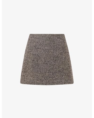 Whistles Herringbone High-rise Recycled-polyester Mini Skirt - Gray