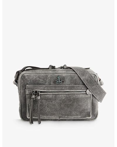 Vivienne Westwood Jerry Distressed Leather Cross-body Bag - Gray