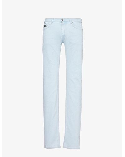 Versace Five-pocket Brand-plaque Slim-fit Low-rise Stretch-denim Blend Jeans - Blue