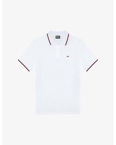 DIESEL T-smith Logo-patch Cotton Polo Shirt - White