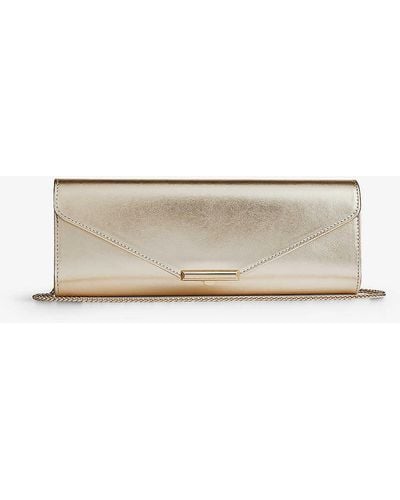 LK Bennett Lucille Envelope-shape Metallic-leather Clutch Bag - Natural